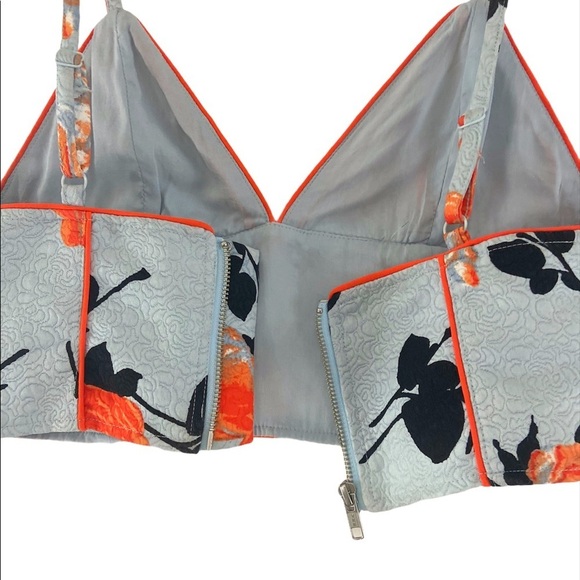 MINKPINK Blue and Orange Floral Structured Top Size Small - Picture 7 of 10